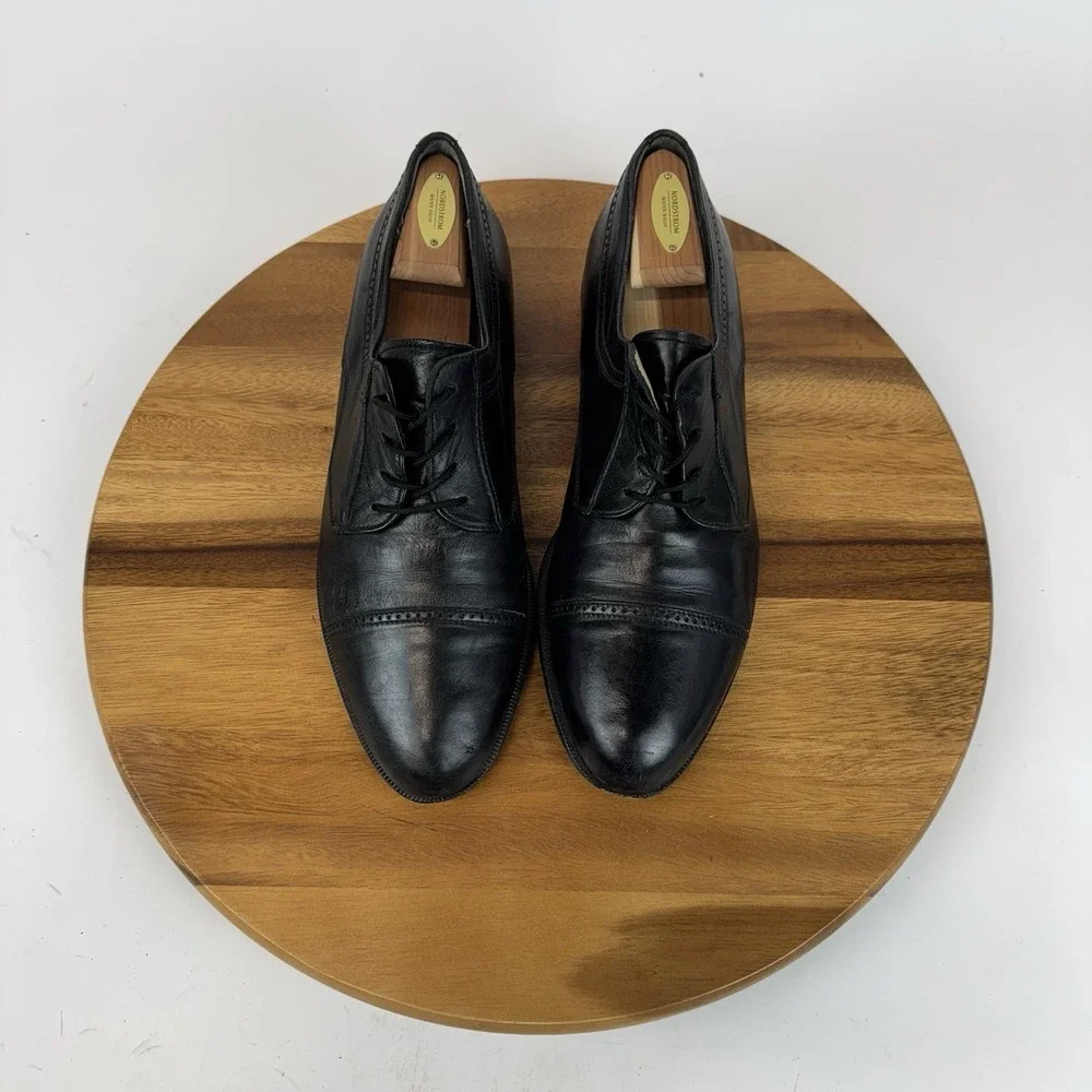 Mens Bally Switzerland Style Flex Black Leather Cap Toe Brogue Oxfords Size 12 D